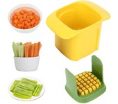 Picadora de verduras con diseño a presión manual, conveniente para cortar en cubitos y rebanar, limpieza desmontable con agua amarillo