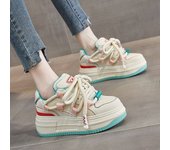 Zapatos deportivos de otoño para mujer, zapatillas de deporte de moda, zapatillas deportivas informales de plataforma a la moda, zapatos para correr con cordones blancos de suela gruesa para mujer 35 negro
