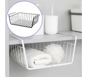 Cesta de alambre de hierro colgante multiusos Organizador de cocina Gabinetes Escritorios Cesta de almacenamiento Estante L/M M blanco