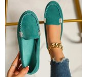 Mocasines con decoración de metal para mujer, zapatos planos informales sin cordones, zapatos ligeros y cómodos para mujer 35 color rosa