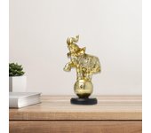 Estatua de elefante de resina, figura de animal, escultura artística, adorno para aniversario de granja oro