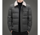 Chaqueta de plumón para hombre, otoño e invierno, nuevo estilo, cuello de piel de cordero extraíble, chaqueta informal cálida M