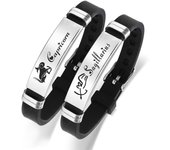 Pulsera de acero inoxidable de silicona con 12 constelaciones, horóscopo del zodíaco, pulsera ajustable para parejas, joyería de regalo de cumpleaños para mujeres y hombres