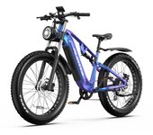 Bicicleta eléctrica DUOTTS E26 con motor sin escobillas de 750 W, batería de litio de 48 V y 20 Ah, bicicleta eléctrica de montaña de 26 x 4 pulgadas y neumáticos anchos para adultos. azul