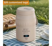 Hervidor eléctrico portátil de viaje: compacto, con calefacción y aislamiento a temperatura constante 500ml Dual Insert + Gift + Type-C Cable marfil/blanco