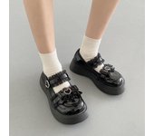 Zapatos de mujer Lolita, zapatos Mary Jane de plataforma gruesa para mujer, zapatos de charol con tiras en el tobillo y cordones, zapatos de mujer para primavera y otoño 35