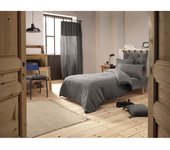Pack housse de couette  Gaïa   Gaze de Coton  - Gaïa Granit - Pack 3 Pièces pour lit 90 x 190 cm (1 Housse de couette 140 x 200 + 1