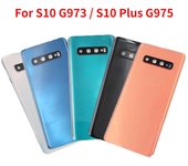 Para Samsung Galaxy S10 G973 S10 + Plus G975 Batería trasera Carcasa de puerta trasera con lente de cámara S10 Black