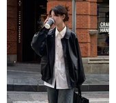 Chaqueta de cuero PU vintage para mujer, ropa de calle, ropa técnica, abrigos de motociclista de gran tamaño, ropa de abrigo punk holgada e informal recortada S negro
