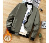 Chaqueta de gran tamaño de terciopelo fino/grueso para hombre, ropa cálida de invierno, chaqueta de bombardero, abrigo de plumón, cortavientos a prueba de viento, abrigo informal para correr al aire libre y fitness para hombre 2XL verde