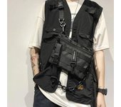 Bolsa de pecho táctica funcional para mujer, chaleco estilo bala de estilo Hip Hop, ropa de calle, riñonera negra, aparejo de pecho salvaje negro