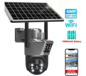 Cámara solar WiFi 4K de 8 MP, cámara de vigilancia CCTV inalámbrica para exteriores con panel solar, cámara IP PTZ de doble lente, protección de seguridad WiFi Cam
