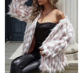 Nuevo estilo, abrigo de piel sintética para mujer, chaqueta de piel para mujer, invierno, cuero cálida, abrigo rosa de piel sintética en contraste, prendas de vestir cortas S
