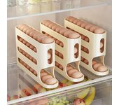 Caja de almacenamiento de huevos de gran capacidad Dispensador de huevos de 4 capas Contenedor de huevos que ahorra espacio Refrigerador blanco sucio