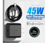 Cargador USB C PD de 45 W para Samsung Galaxy S25, S24, S23, Ultra, S22, S21, FE, A56, A36, cable de carga tipo C de carga súper rápida, adaptador de teléfono EU blanco