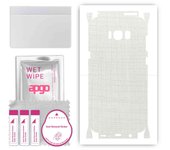 apgo Protective Skin Sticker for the back+sides compatible with Samsung Galaxy S8 Plus, Full Wrap Film, Foil, Vinyl - Pattern White Fabric