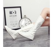 Botas altas de lona para mujer, botas altas de lona con cordones y cremallera, estilo hip hop, estilo punk, con remaches 34
