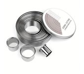 12 piezas, moldes para tartas, moldes para tartas de mousse de acero inoxidable, cortadores de galletas redondos, herramientas para hornear, utensilios de cocina, accesorios de cocina, artículos de cocina para el hogar 12pcs