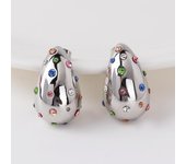 Pendientes de gota de agua con forma de lágrima de circonitas de colores bañados en oro para mujeres y niñas, joyería clásica de plata para bodas y fiestas plata