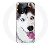 Coque pour Oppo A74 5G Husky Blanc de Sibérie Yeux Bleus