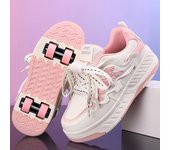 Zapatos con ruedas para niños y niñas Botas deportivas de cuatro ruedas Patines con ruedas que se pueden quitar Zapatos de skate para estudiantes Zapatos deportivos 29 blanco/negro