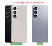 Tapa trasera de batería, carcasa de cristal con bisel de cámara y lente para Samsung Galaxy Z Fold 5 F946 blanco