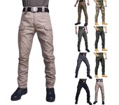 Pantalones Pantalones de camuflaje Monos Paquete múltiple Pantalones de entrenamiento IX7 resistentes al desgaste L negro