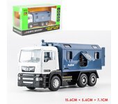 Modelo de coche de aleación para niños a escala 1/50, vehículo de transporte de la policía militar 500-5, sonido fundido a presión y juguete militar ligero 1/50-Size:15*6*7cm blanco/azul