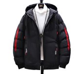 Abrigo de invierno Hombres Engrosar Casual Hooded Parka Slim Fit Outwear Impermeable Warm Outwear Male Thick Coat Plus Size XXXXL negro