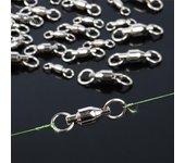 Puntos 30 piezas de pesca de acero inoxidable giratorios rodamientos de bolas anillos de gancho conector 1#