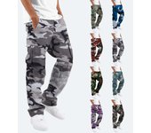 Pantalones de hombre con cordón y múltiples bolsillos, pantalones casuales, pantalones de senderismo, pantalones de sarga de algodón XL vino