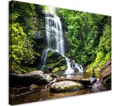 Cuadros en Lienzo Cascada en un bosque verde 60x40 verde