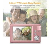 Andoer Cámara digital portátil TFT de 3,0 pulgadas 48MP 4K Ultra HD 16X Zoom Auto Focus Autodisparador facial color rosa