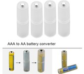 Adaptador convertidor de batería de tamaño Aaa a Aa, 1/4 Uds., soporte para baterías, convertidor de funda 4pcs