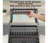 Escurridor de platos de acero inoxidable ajustable de 2 niveles para cocina, organizador de platos, cuenco, escurridor, estante de almacenamiento para utensilios de cocina