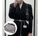 Cinturones de cintura con cadena de Metal larga para Mujer, cinturón brillante, cadena con diamantes de imitación, Accesorios de marca de lujo extraíbles, cinturón para Mujer 105cm blanco