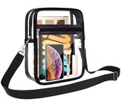 Bolso bandolera transparente de PVC con un solo hombro: impermeable, para gimnasio y playa small size 20*15*5 negro