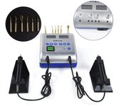 Enceradora eléctrica dental, pluma para tallar cera con cuchilla doble y 6 puntas para cera, para tallar y moldear patrones de cera. EU Plug azul/plata