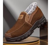 Zapatos de algodón estilo Beijing antiguo para hombre para invierno: Zapatos casuales cálidos, forrados con terciopelo y gruesos para personas de mediana edad y mayores, disponibles en tallas grandes 40