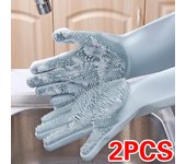 Guantes de goma para lavar platos, depurador mágico, limpieza de cocina de silicona, guantes para lavar platos verde