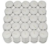 100 velas de té blancas sin humo ni sabor para celebraciones de bodas, 4 horas de duración.