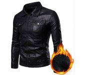 Nueva chaqueta de cuero PU para hombre, chaqueta de cuero de terciopelo informal para otoño e invierno, chaqueta de cuero de gran tamaño para hombre, chaqueta de cuero de motocicleta de moda M