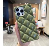 Funda de teléfono con rejilla de rombos 3D y piel brillante para iPhone 14, 12, 11, 13 Pro Max, 14 Plus, funda de silicona suave for iphone13 Pro(6.1") blanco