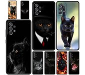 Funda para teléfono con diseño de gato negro que mira fijamente a Samsung A51, A71, A21S, A12, A11, A31, A41, A52, A32, A23, A33, A53, A73, A03S, A13, 5G, A72, A54, A34 Samsung A31