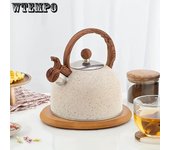 Hervidor de agua con silbato de acero inoxidable de 2,5 l, hervidor de agua hirviendo para el hogar de gran capacidad, espesado, para café y leche, tetera 2.5L beige