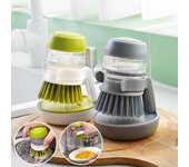 Cepillo de limpieza de presión multifuncional 2 en 1 cepillo de palma dispensador de jabón para limpiar cacerola plato tazón cepillos de cocina herramientas de cocina verde