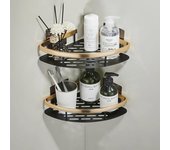 Estantes de baño Estante de esquina para baño sin perforar Estante de almacenamiento de ducha de aluminio a prueba de óxido Soporte para champú Accesorios de ducha de baño ADM thicken 1pcs negro