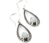 Les Trésors De Lily [Q7539] - Boucles artisanales Argent 'Heaven' nacre argent - 28x13 mm blanco