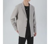 Chaqueta de traje informal negra para hombre, sin planchado, estilo coreano, ropa formal de negocios L gris oscuro