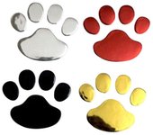 Pegatina con estampado de pata de perro para coche, diseño de pegatina de coche, pata 3D, Animal, perro, gato, oso, huella dactilar, pegatina de huella plata
